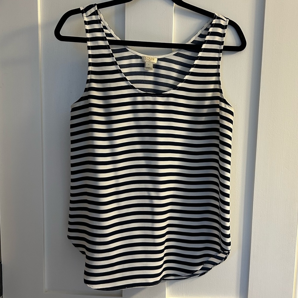 Jcrew women navy striped tank top